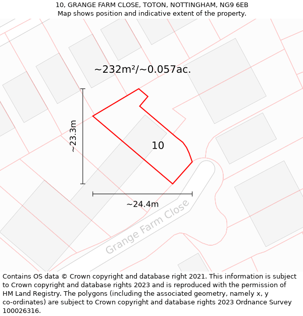 10, GRANGE FARM CLOSE, TOTON, NOTTINGHAM, NG9 6EB: Plot and title map