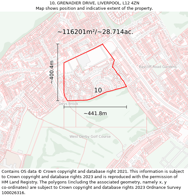 10, GRENADIER DRIVE, LIVERPOOL, L12 4ZN: Plot and title map