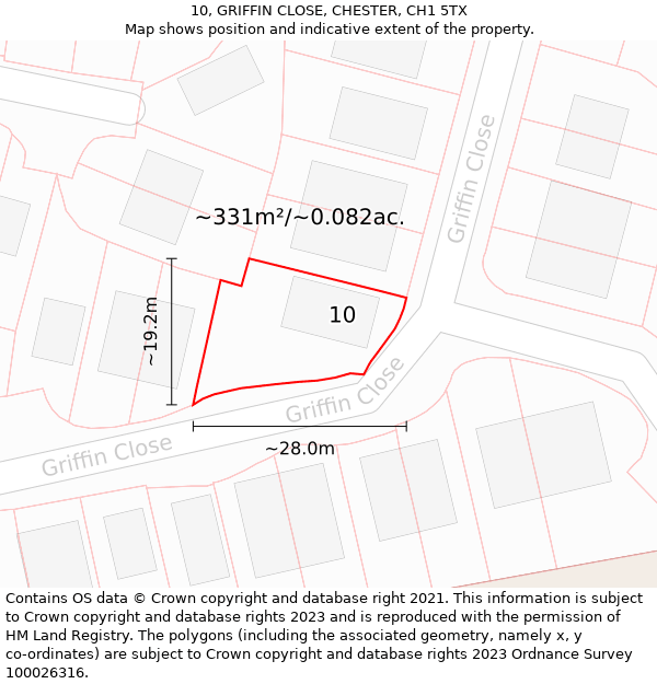 10, GRIFFIN CLOSE, CHESTER, CH1 5TX: Plot and title map