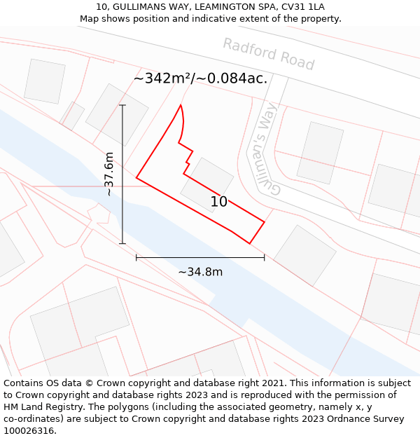 10, GULLIMANS WAY, LEAMINGTON SPA, CV31 1LA: Plot and title map