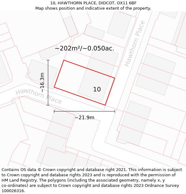 10, HAWTHORN PLACE, DIDCOT, OX11 6BF: Plot and title map