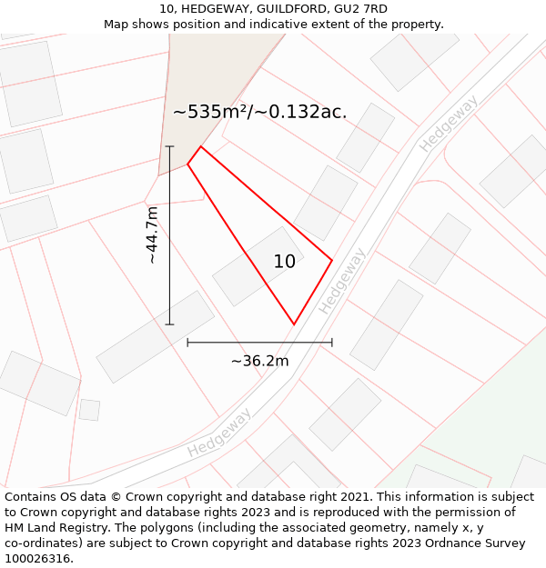 10, HEDGEWAY, GUILDFORD, GU2 7RD: Plot and title map