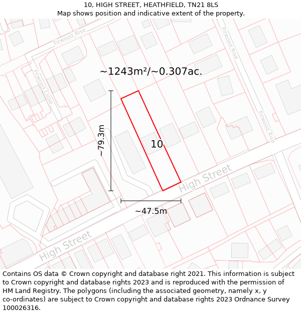 10, HIGH STREET, HEATHFIELD, TN21 8LS: Plot and title map