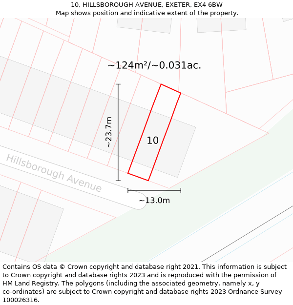 10, HILLSBOROUGH AVENUE, EXETER, EX4 6BW: Plot and title map