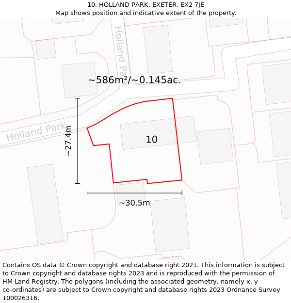 10, HOLLAND PARK, EXETER, EX2 7JE: Plot and title map