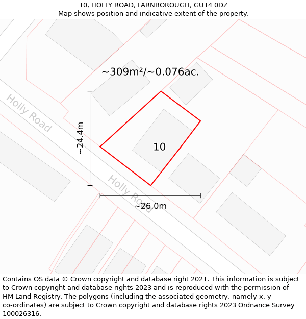 10, HOLLY ROAD, FARNBOROUGH, GU14 0DZ: Plot and title map