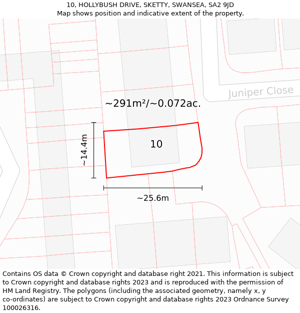 10, HOLLYBUSH DRIVE, SKETTY, SWANSEA, SA2 9JD: Plot and title map