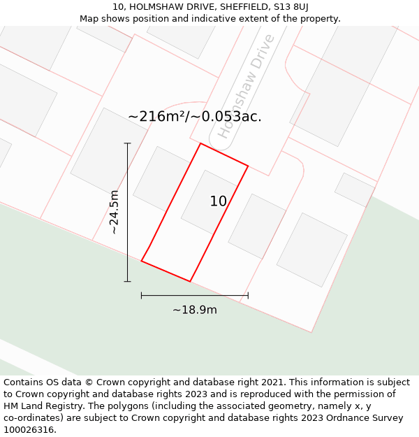 10, HOLMSHAW DRIVE, SHEFFIELD, S13 8UJ: Plot and title map