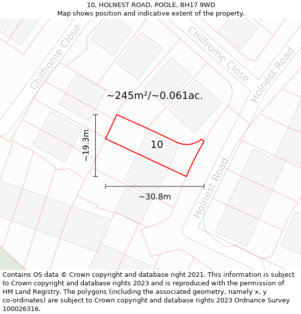 10, HOLNEST ROAD, POOLE, BH17 9WD: Plot and title map