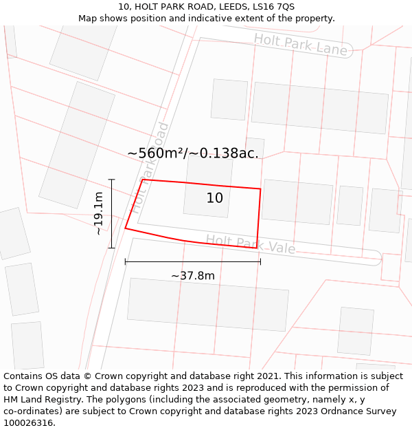 10, HOLT PARK ROAD, LEEDS, LS16 7QS: Plot and title map