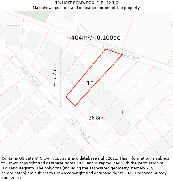 10, HOLT ROAD, POOLE, BH12 1JQ: Plot and title map