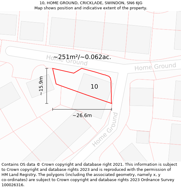 10, HOME GROUND, CRICKLADE, SWINDON, SN6 6JG: Plot and title map