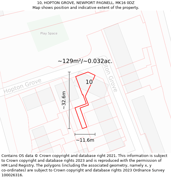 10, HOPTON GROVE, NEWPORT PAGNELL, MK16 0DZ: Plot and title map