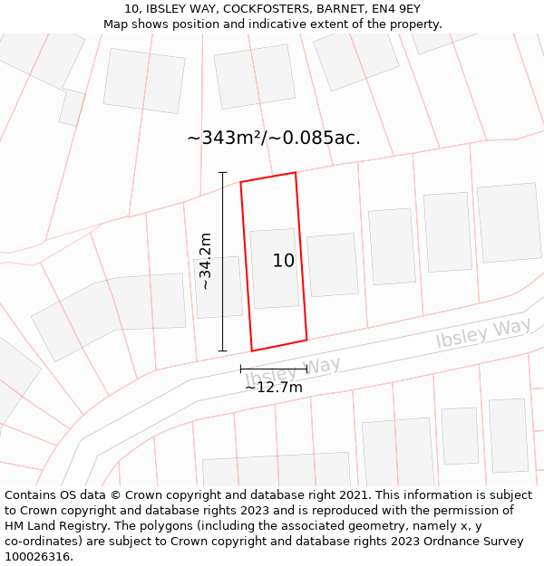 10, IBSLEY WAY, COCKFOSTERS, BARNET, EN4 9EY: Plot and title map