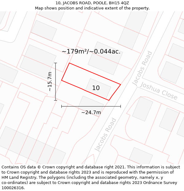 10, JACOBS ROAD, POOLE, BH15 4QZ: Plot and title map