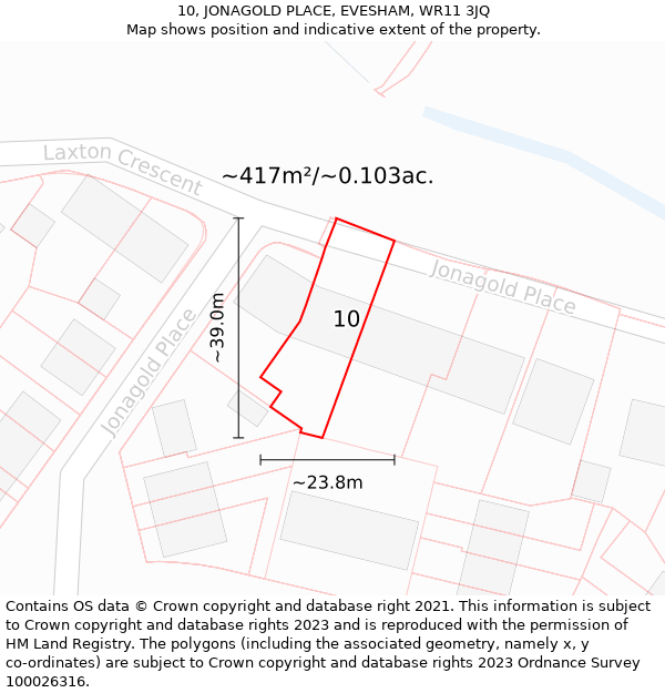 10, JONAGOLD PLACE, EVESHAM, WR11 3JQ: Plot and title map