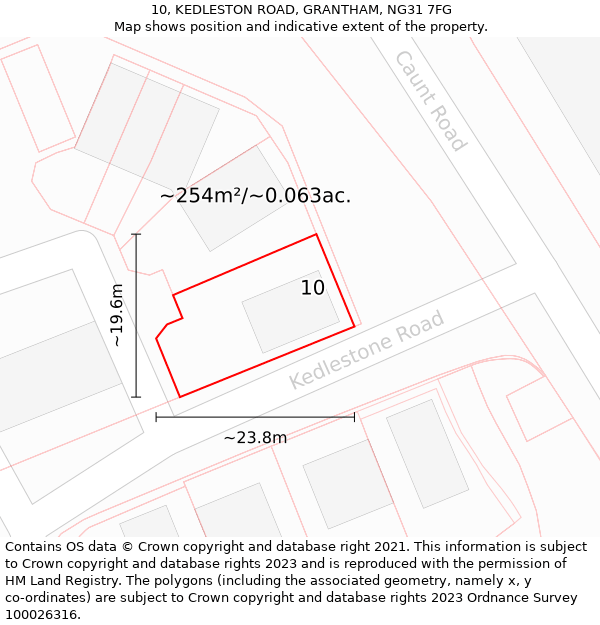 10, KEDLESTON ROAD, GRANTHAM, NG31 7FG: Plot and title map