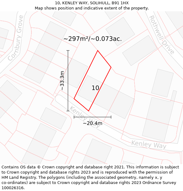 10, KENLEY WAY, SOLIHULL, B91 1HX: Plot and title map