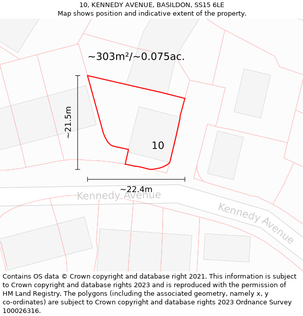 10, KENNEDY AVENUE, BASILDON, SS15 6LE: Plot and title map