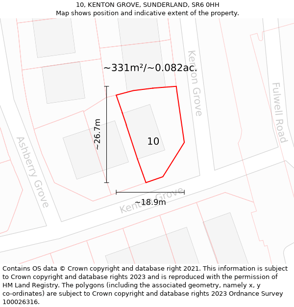 10, KENTON GROVE, SUNDERLAND, SR6 0HH: Plot and title map