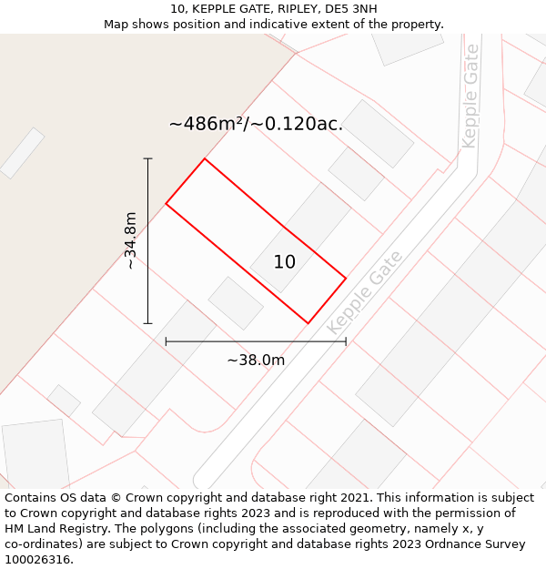 10, KEPPLE GATE, RIPLEY, DE5 3NH: Plot and title map