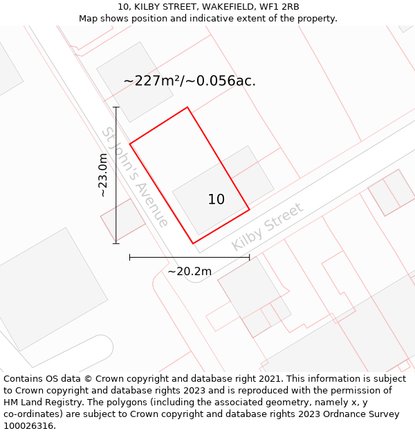 10, KILBY STREET, WAKEFIELD, WF1 2RB: Plot and title map