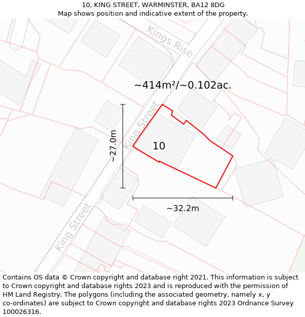 10, KING STREET, WARMINSTER, BA12 8DG: Plot and title map