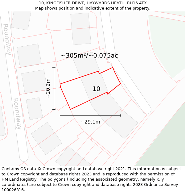 10, KINGFISHER DRIVE, HAYWARDS HEATH, RH16 4TX: Plot and title map