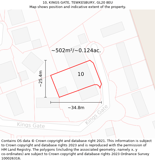 10, KINGS GATE, TEWKESBURY, GL20 8EU: Plot and title map