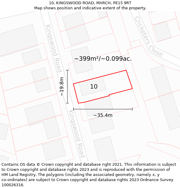 10, KINGSWOOD ROAD, MARCH, PE15 9RT: Plot and title map