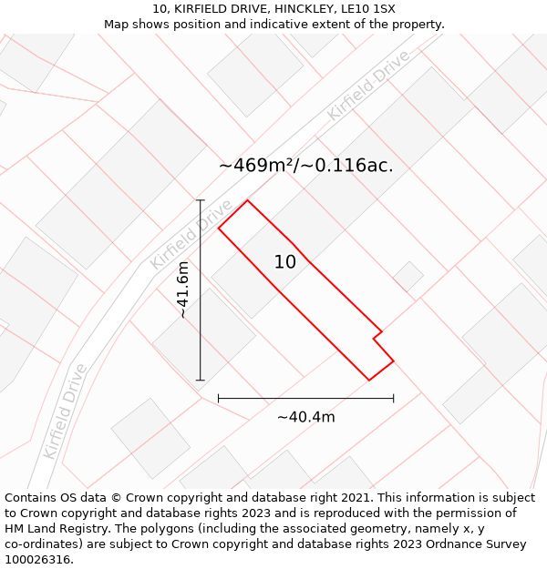 10, KIRFIELD DRIVE, HINCKLEY, LE10 1SX: Plot and title map