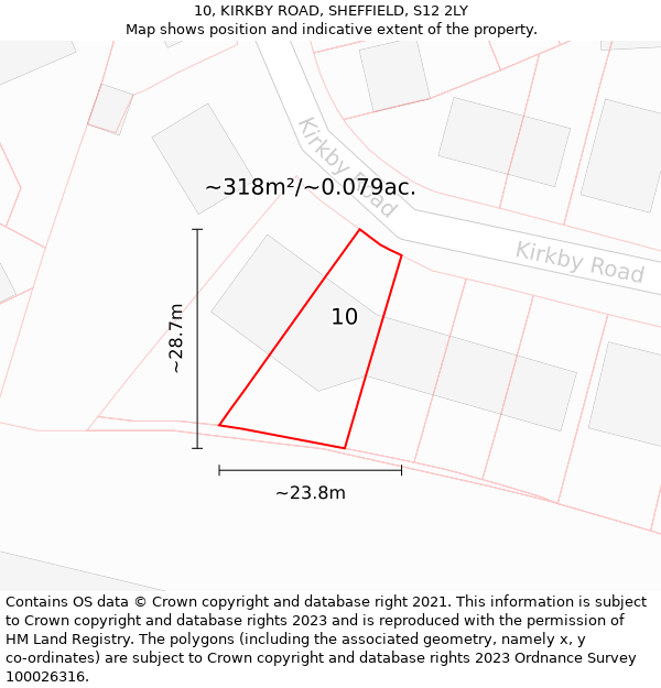10, KIRKBY ROAD, SHEFFIELD, S12 2LY: Plot and title map