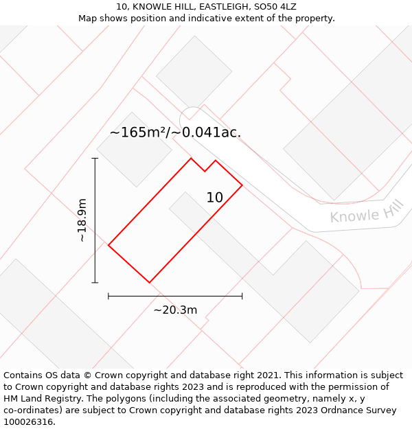 10, KNOWLE HILL, EASTLEIGH, SO50 4LZ: Plot and title map