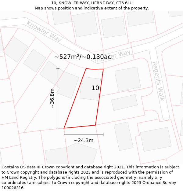 10, KNOWLER WAY, HERNE BAY, CT6 6LU: Plot and title map