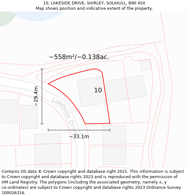 10, LAKESIDE DRIVE, SHIRLEY, SOLIHULL, B90 4SX: Plot and title map