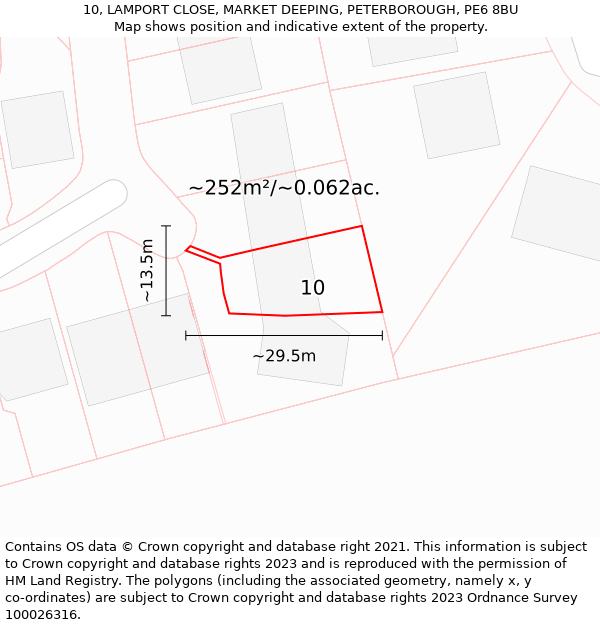 10, LAMPORT CLOSE, MARKET DEEPING, PETERBOROUGH, PE6 8BU: Plot and title map