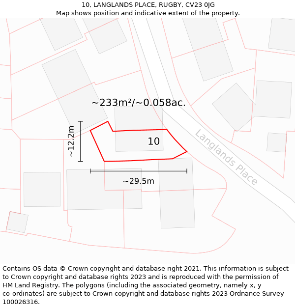 10, LANGLANDS PLACE, RUGBY, CV23 0JG: Plot and title map