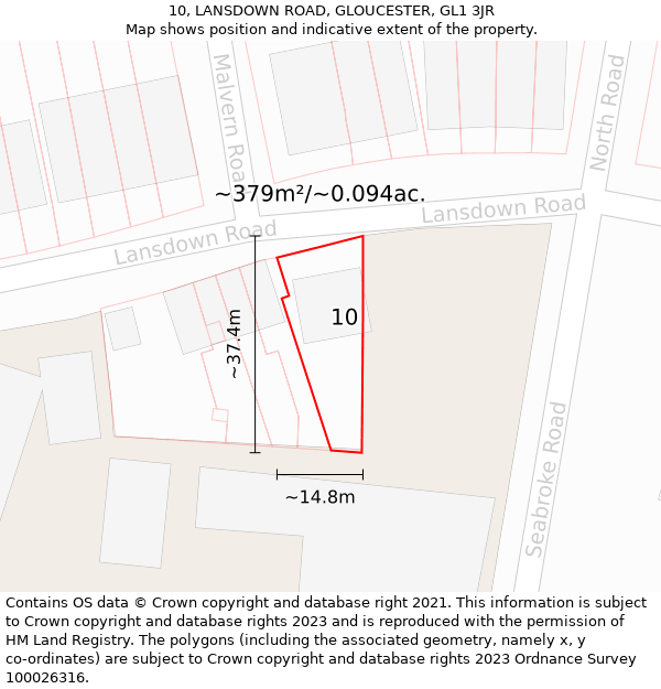 10, LANSDOWN ROAD, GLOUCESTER, GL1 3JR: Plot and title map