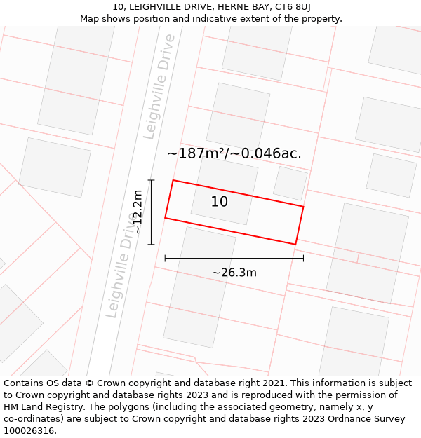 10, LEIGHVILLE DRIVE, HERNE BAY, CT6 8UJ: Plot and title map