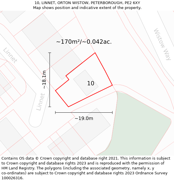 10, LINNET, ORTON WISTOW, PETERBOROUGH, PE2 6XY: Plot and title map