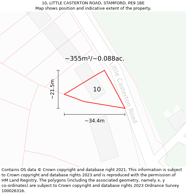 10, LITTLE CASTERTON ROAD, STAMFORD, PE9 1BE: Plot and title map