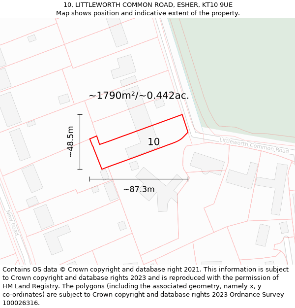 10, LITTLEWORTH COMMON ROAD, ESHER, KT10 9UE: Plot and title map