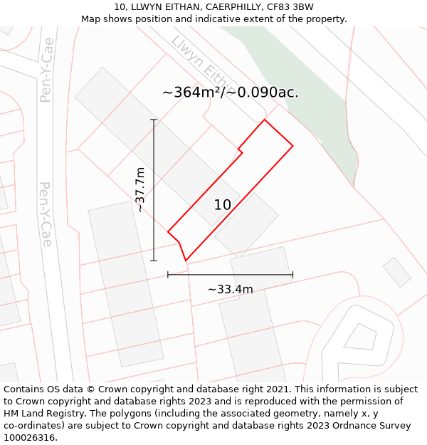 10, LLWYN EITHAN, CAERPHILLY, CF83 3BW: Plot and title map