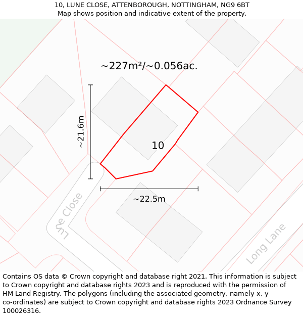 10, LUNE CLOSE, ATTENBOROUGH, NOTTINGHAM, NG9 6BT: Plot and title map