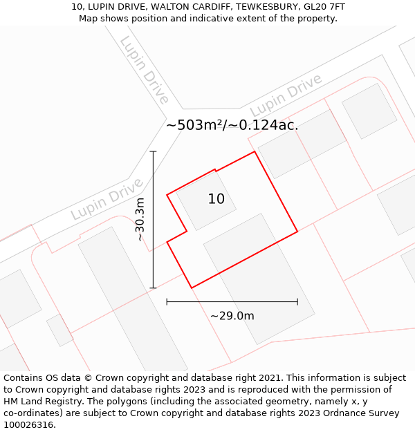 10, LUPIN DRIVE, WALTON CARDIFF, TEWKESBURY, GL20 7FT: Plot and title map