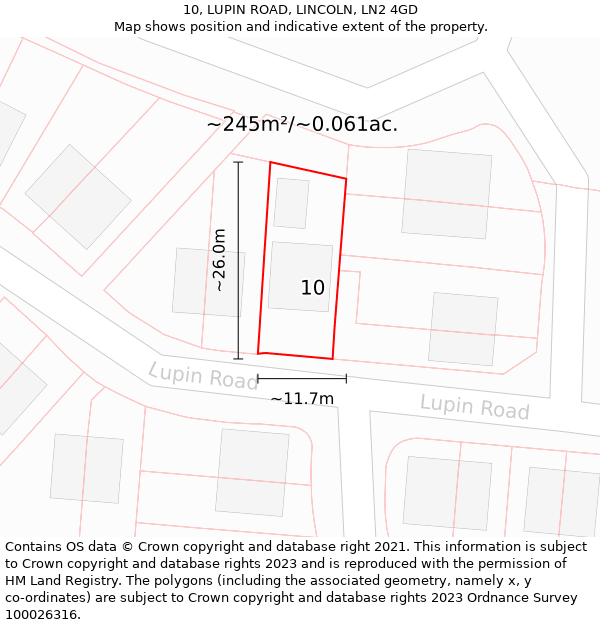 10, LUPIN ROAD, LINCOLN, LN2 4GD: Plot and title map