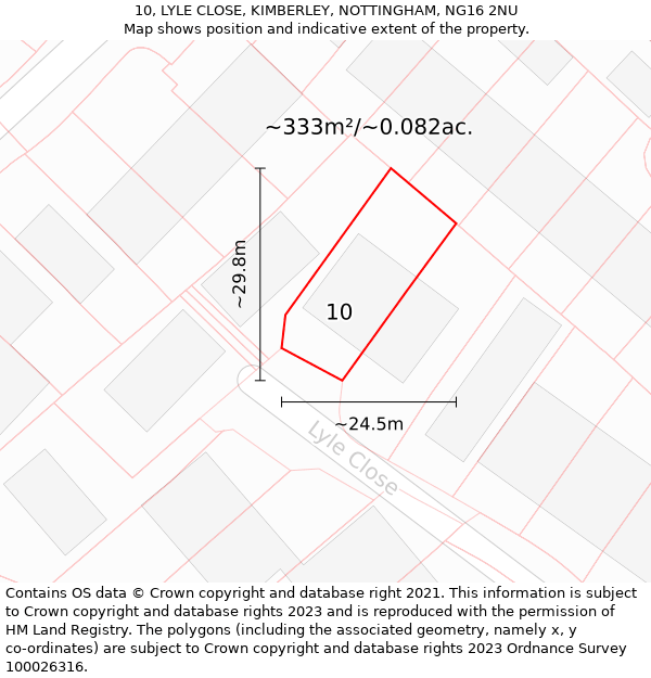 10, LYLE CLOSE, KIMBERLEY, NOTTINGHAM, NG16 2NU: Plot and title map