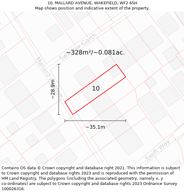 10, MALLARD AVENUE, WAKEFIELD, WF2 6SH: Plot and title map