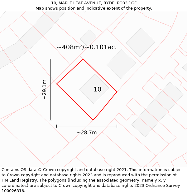 10, MAPLE LEAF AVENUE, RYDE, PO33 1GF: Plot and title map