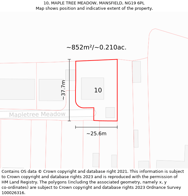 10, MAPLE TREE MEADOW, MANSFIELD, NG19 6PL: Plot and title map